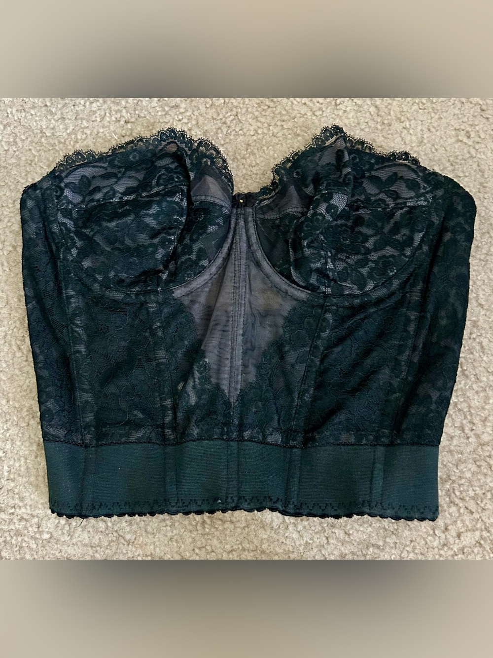 Bali-Hi Vintage Black Lace Bustier Corset Top 36C